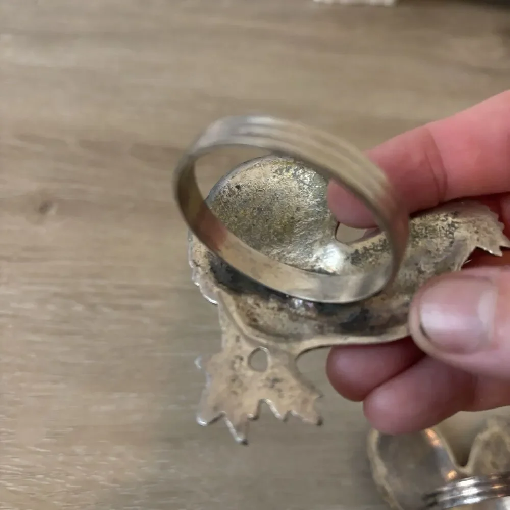 Vintage Metal Rooster Napkin Rings Set of 2 Farmhouse Country 3